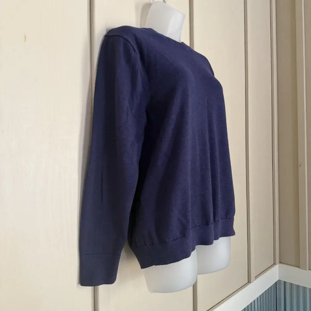 Patagonia Sweater Mens Medium Blue Organic Cotton Knit Crew Neck Logo Pullover